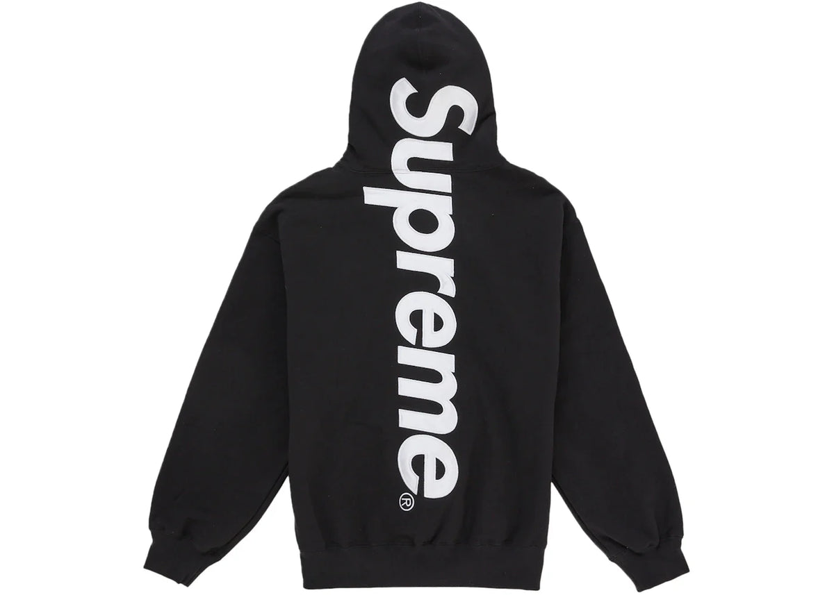 Supreme Satin Applique Hooded Sweatshirt (SS26) Black