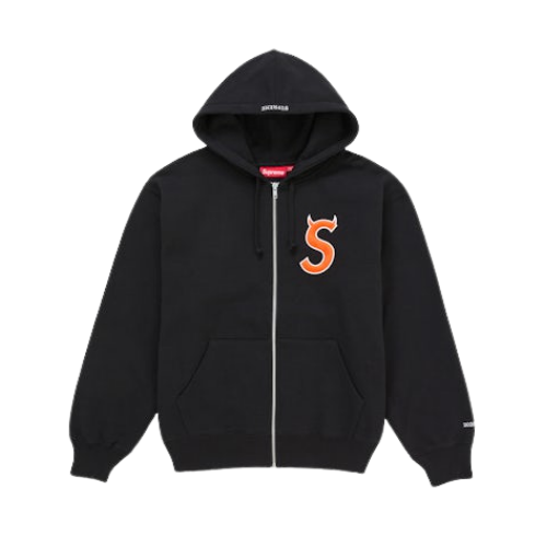 Supreme Devil S Logo Zip Up Hooded Sweatshirt Black