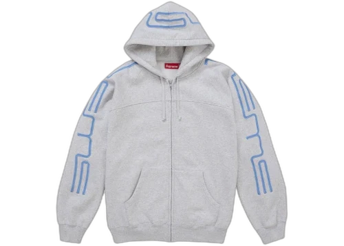 Supreme Connect Zip Up Hooded Sweatshirt Heather Grey