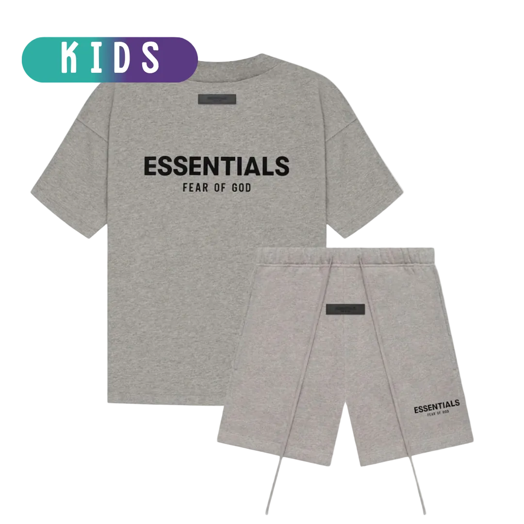 Kids Fear of God Essentials Dark Oatmeal Summer set