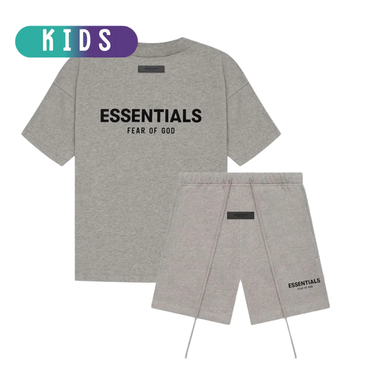 Kids Fear of God Essentials Dark Oatmeal Summer set