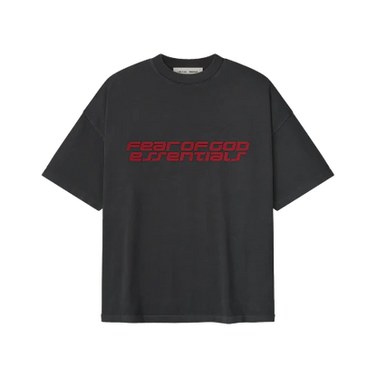 Fear of God Essentials 90s Iron Grey Red T-Shirt
