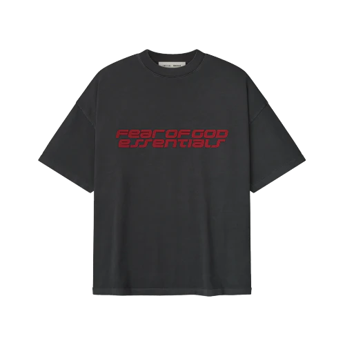 Fear of God Essentials 90s Iron Grey Red T-Shirt