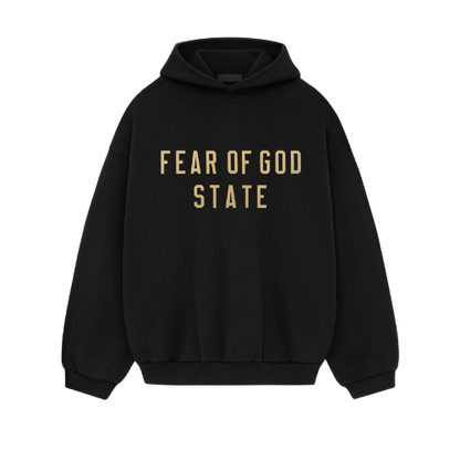 Fear of God Essentials FW24 Black Yellow State Hoodie