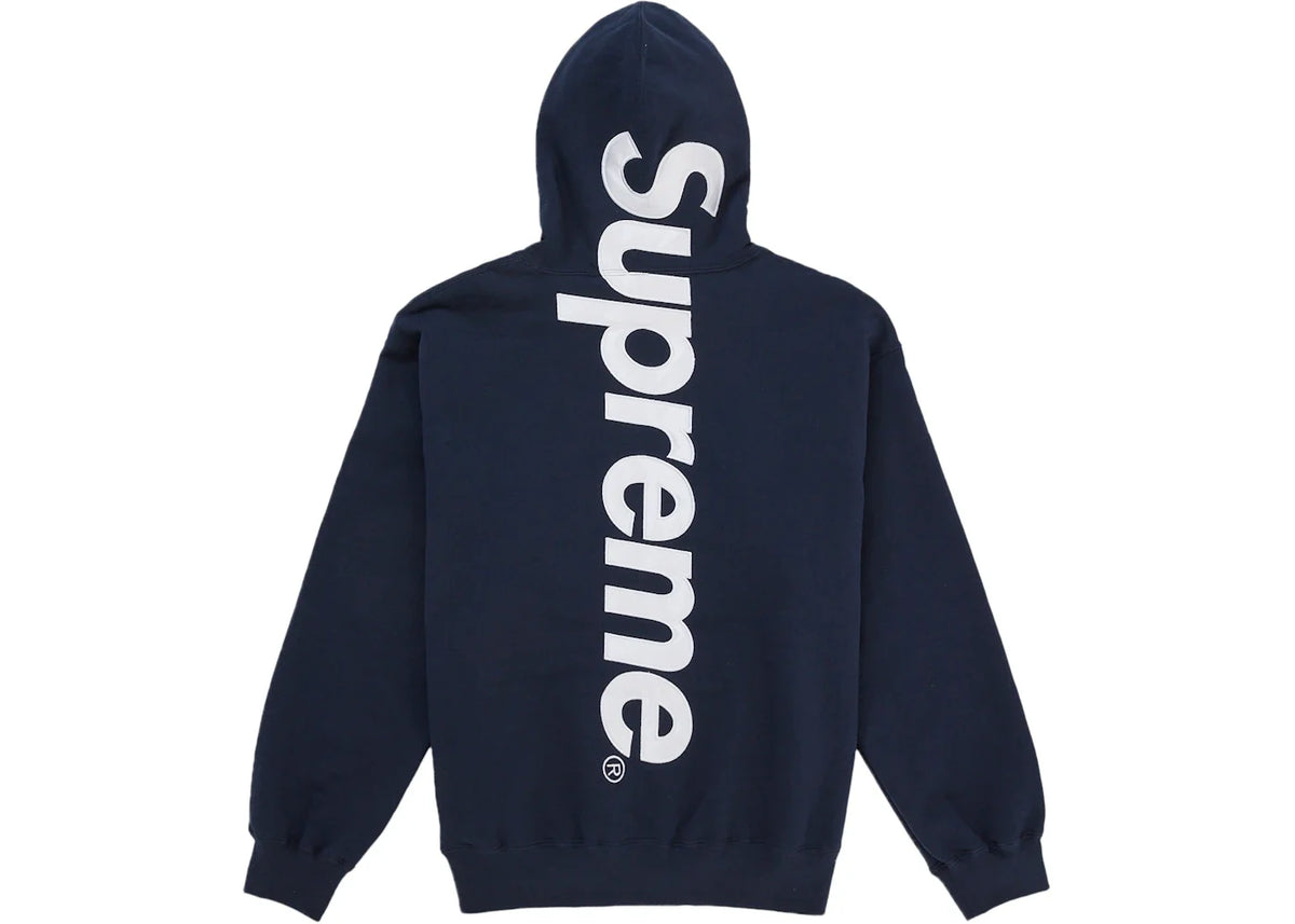 Supreme Satin Applique Hooded Sweatshirt (SS26) Washed Navy