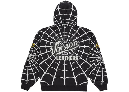 Supreme Vanson Leathers Spider-Man Zip Up Hooded Sweatshirt Black