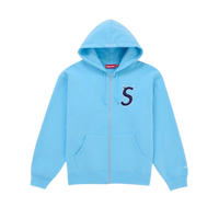 Supreme Devil S Logo Zip Up Hooded Sweatshirt Light Blue