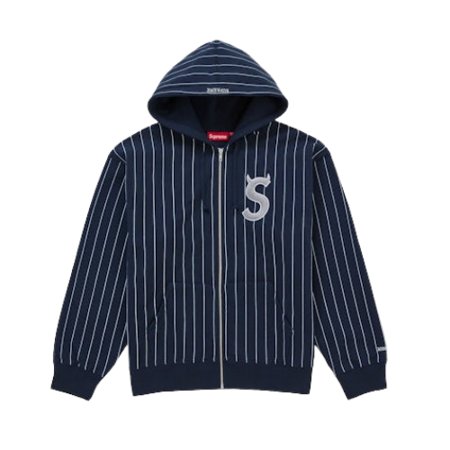 Supreme Devil S Logo Zip Up Hooded Sweatshirt Stripe