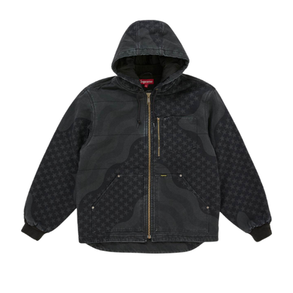 Supreme Flag Quilted Hooded Work Jacket Black