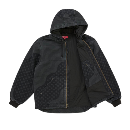 Supreme Flag Quilted Hooded Work Jacket Black