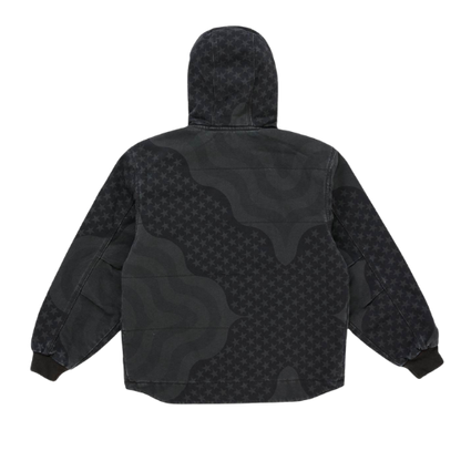 Supreme Flag Quilted Hooded Work Jacket Black