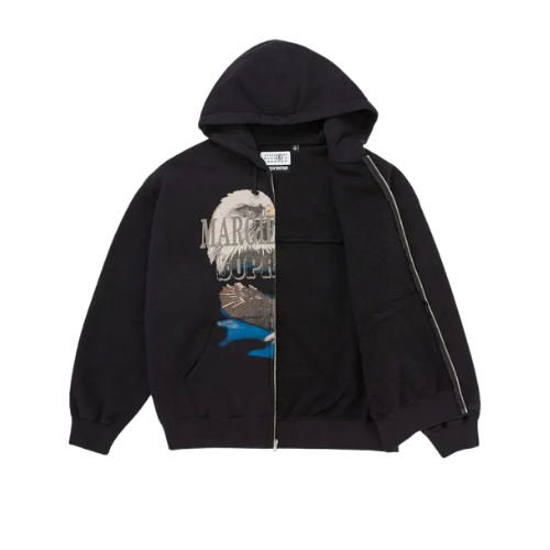 Supreme MM6 Maison Margiela Eagle Zip Up Hooded Sweatshirt Black