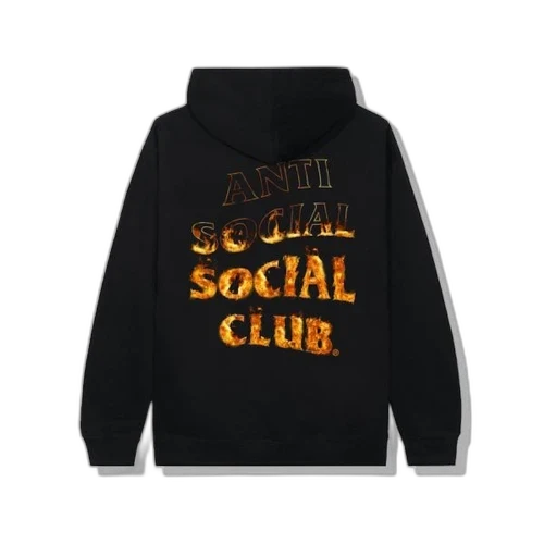 Anti Social Social Club A Fire Inside Flame Hoodie Black