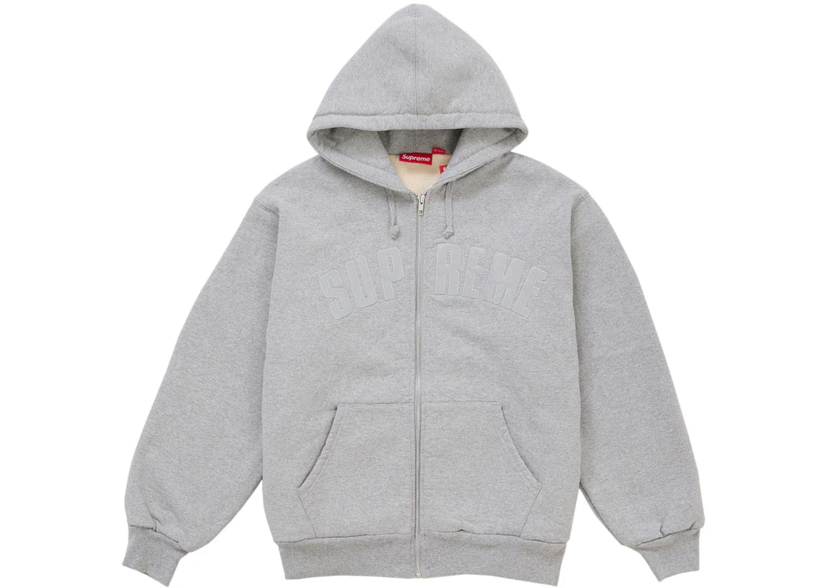 Supreme Arc Thermal Lined Zip Up Hooded Sweatshirt (FW26) Heather Grey