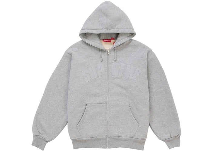 Supreme Arc Thermal Lined Zip Up Hooded Sweatshirt (FW26) Heather Grey