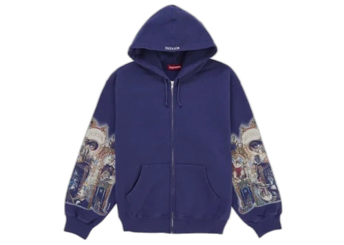 Supreme Michael Jackson Dangerous Zip Up Hooded Sweatshirt Washed Navy
