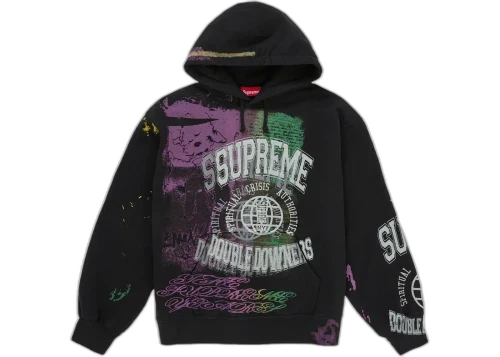Supreme Overprint Hooded Sweatshirt Black