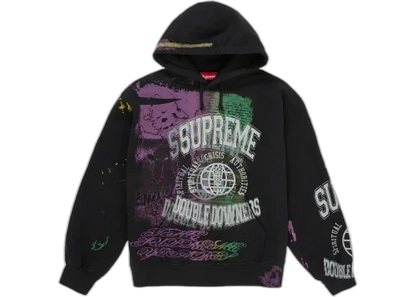Supreme Overprint Hooded Sweatshirt Black